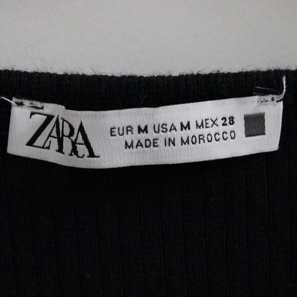 Zara Cropped Surplice Wrap Top Long Sleeve Black Size Medium - Picture 4 of 4